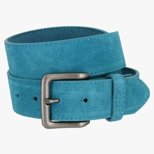 🔸️NIB Turquoise Genuine Suede Leather Belt w/Detachable  Antiqued Buckle Small